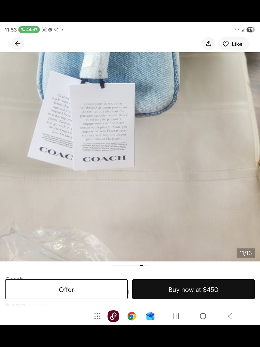 Coach Denim Blue Mini Satchel with Pink Tag - Picture 7 of 13
